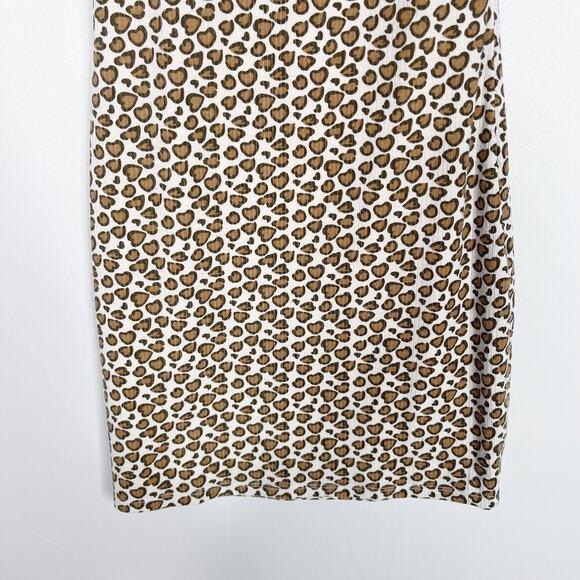 Privacy Please Small S Cream Brown Leopard Heart Print Tie Sleeve Dress Mini - Picture 7 of 11
